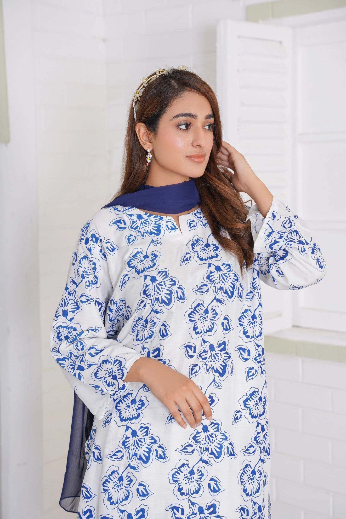 Rangoon Flower Pattern Stitched 2Pcs