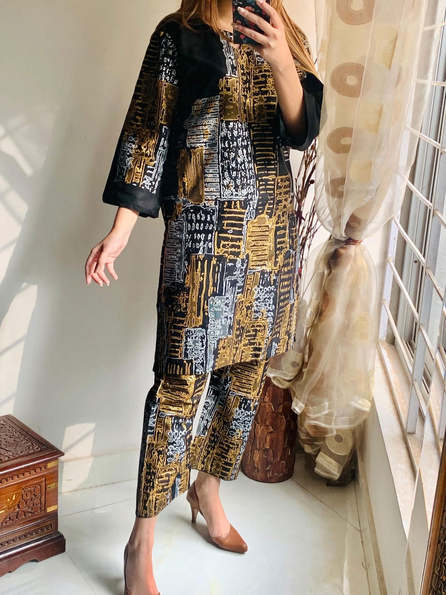 Mountain Print Stitched 2Pcs