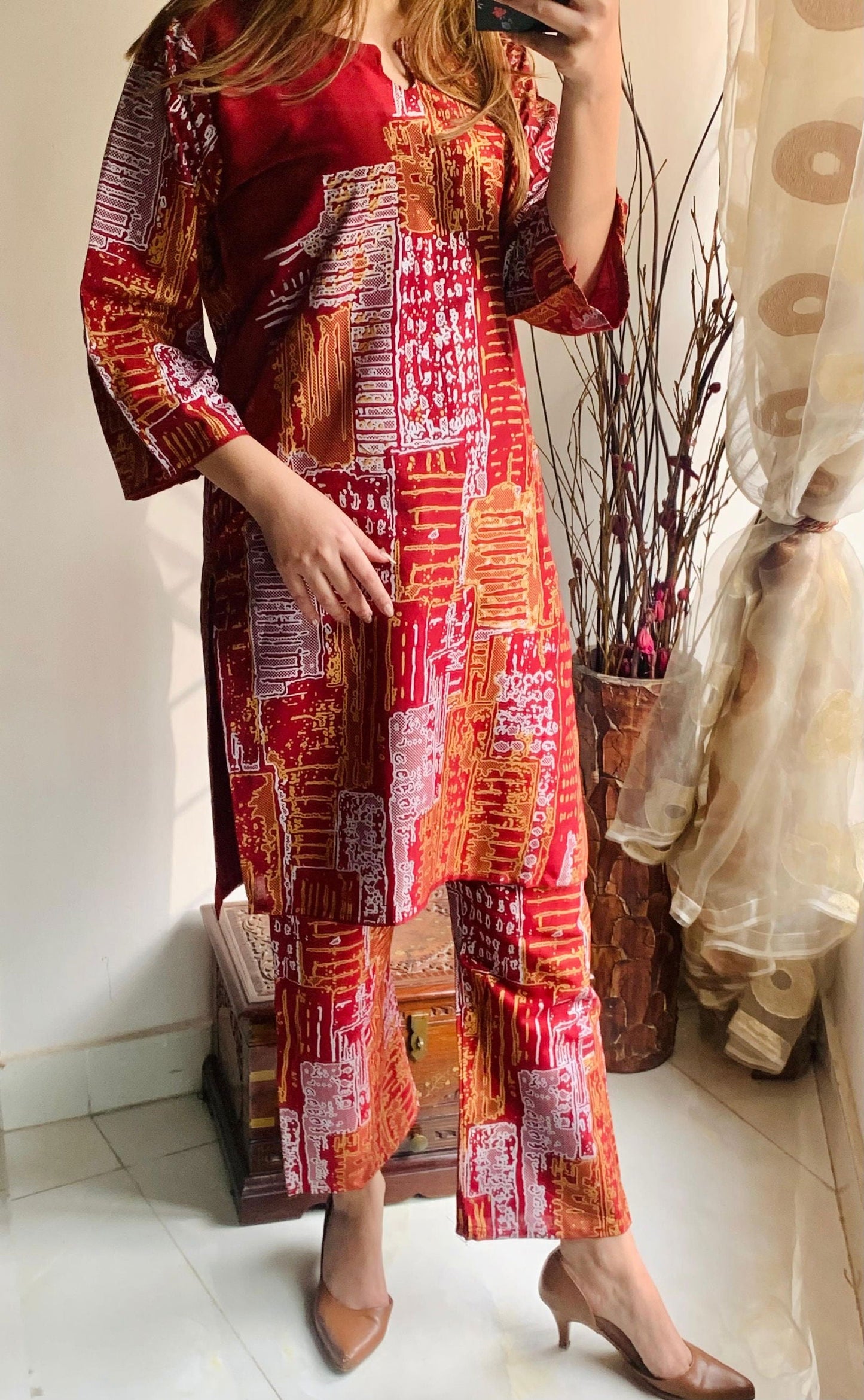 Mountain Print Stitched 2Pcs