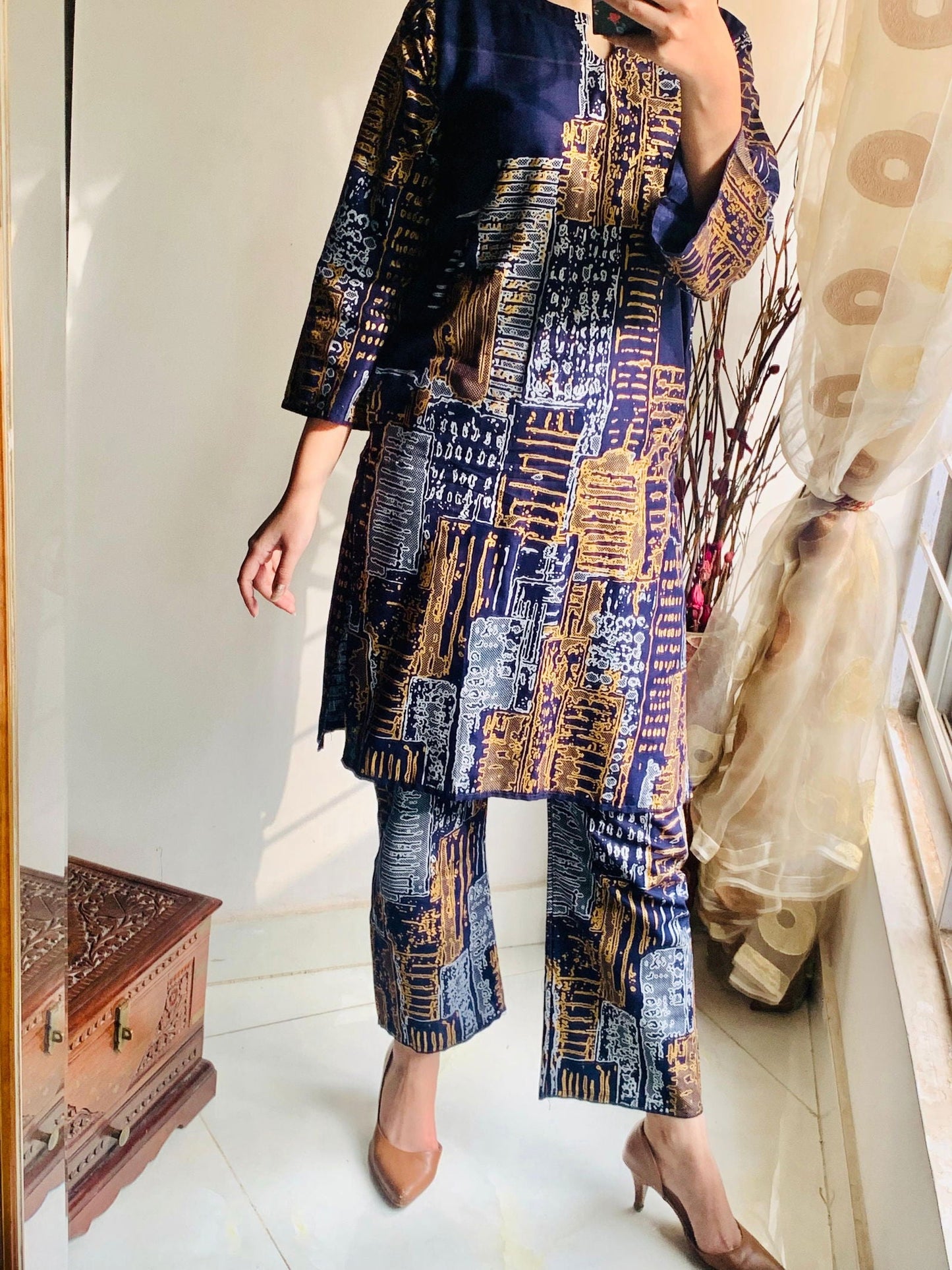Mountain Print Stitched 2Pcs