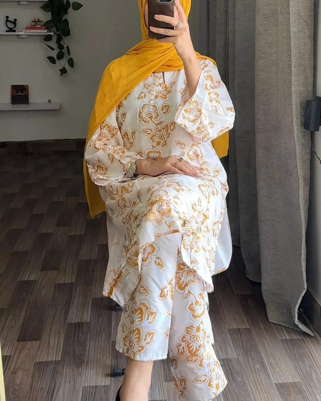 Rangoon Flower Pattern Stitched 2Pcs