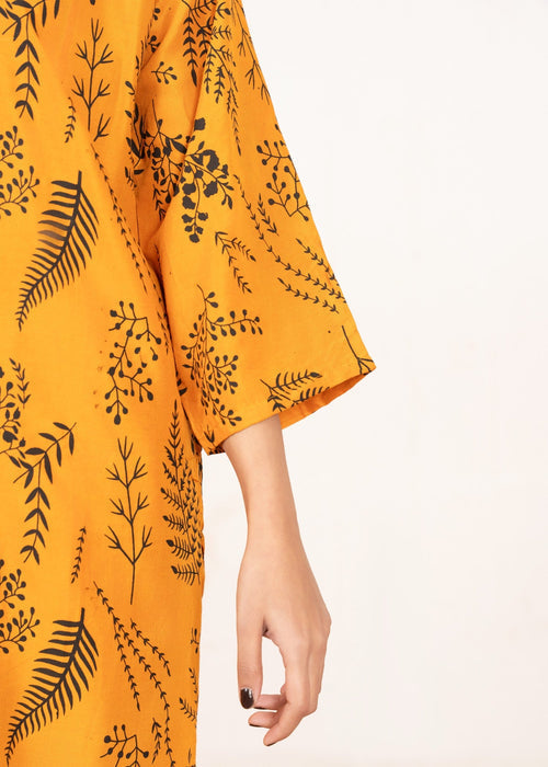 Floral Leaf Print Stitched 2Pcs