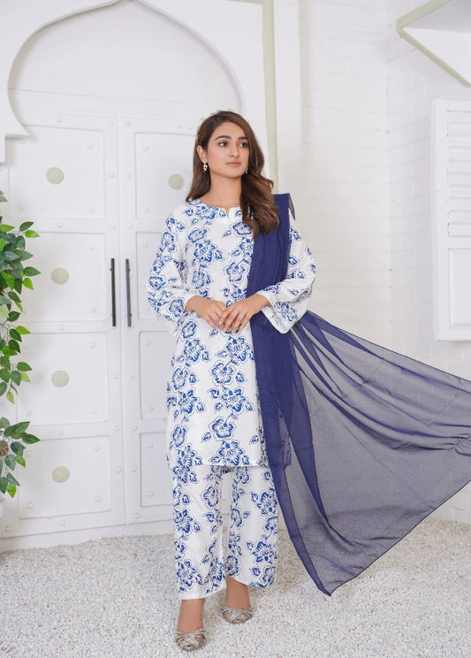 Rangoon Flower Pattern Stitched 2Pcs