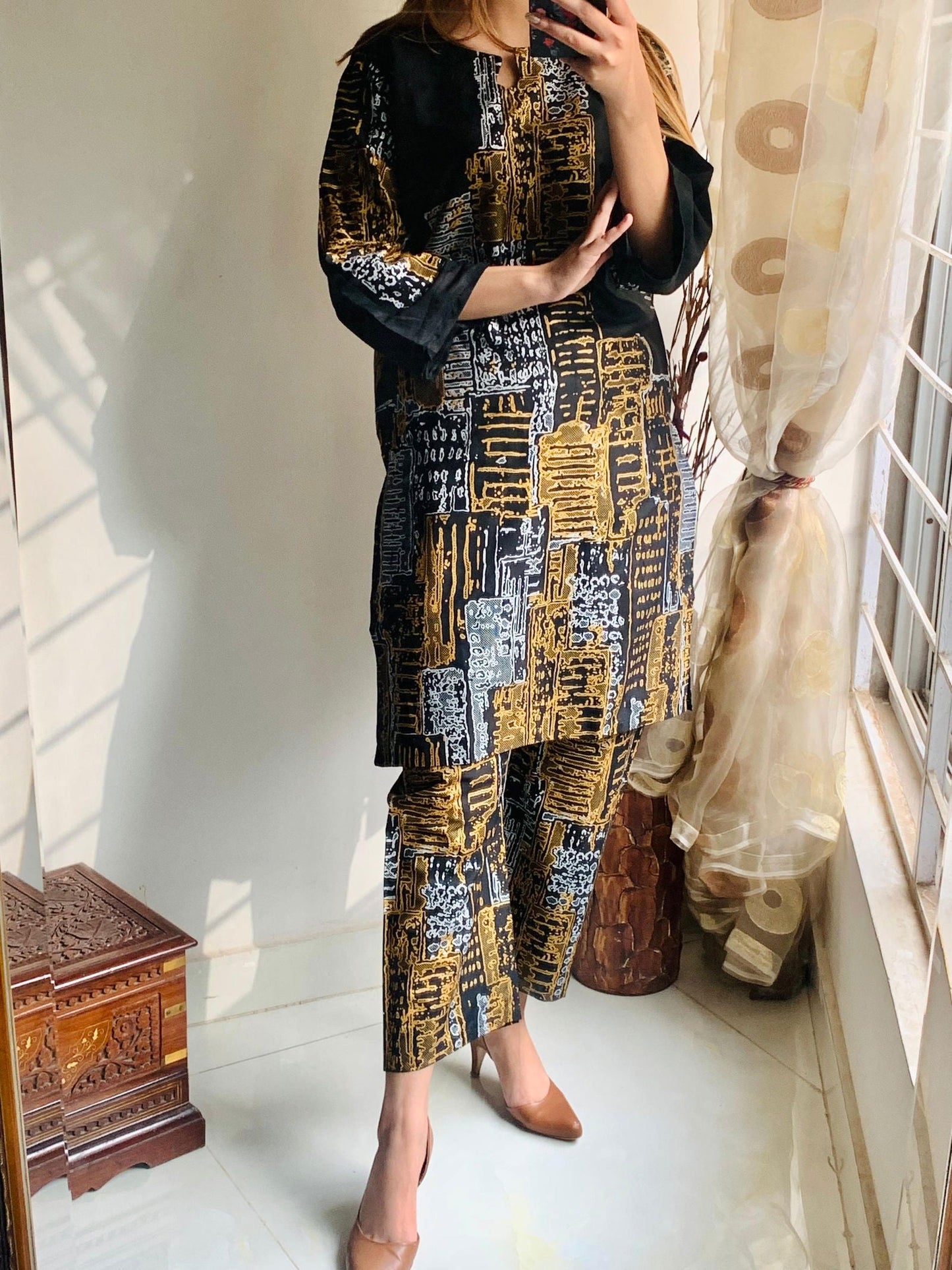 Mountain Print Stitched 2Pcs
