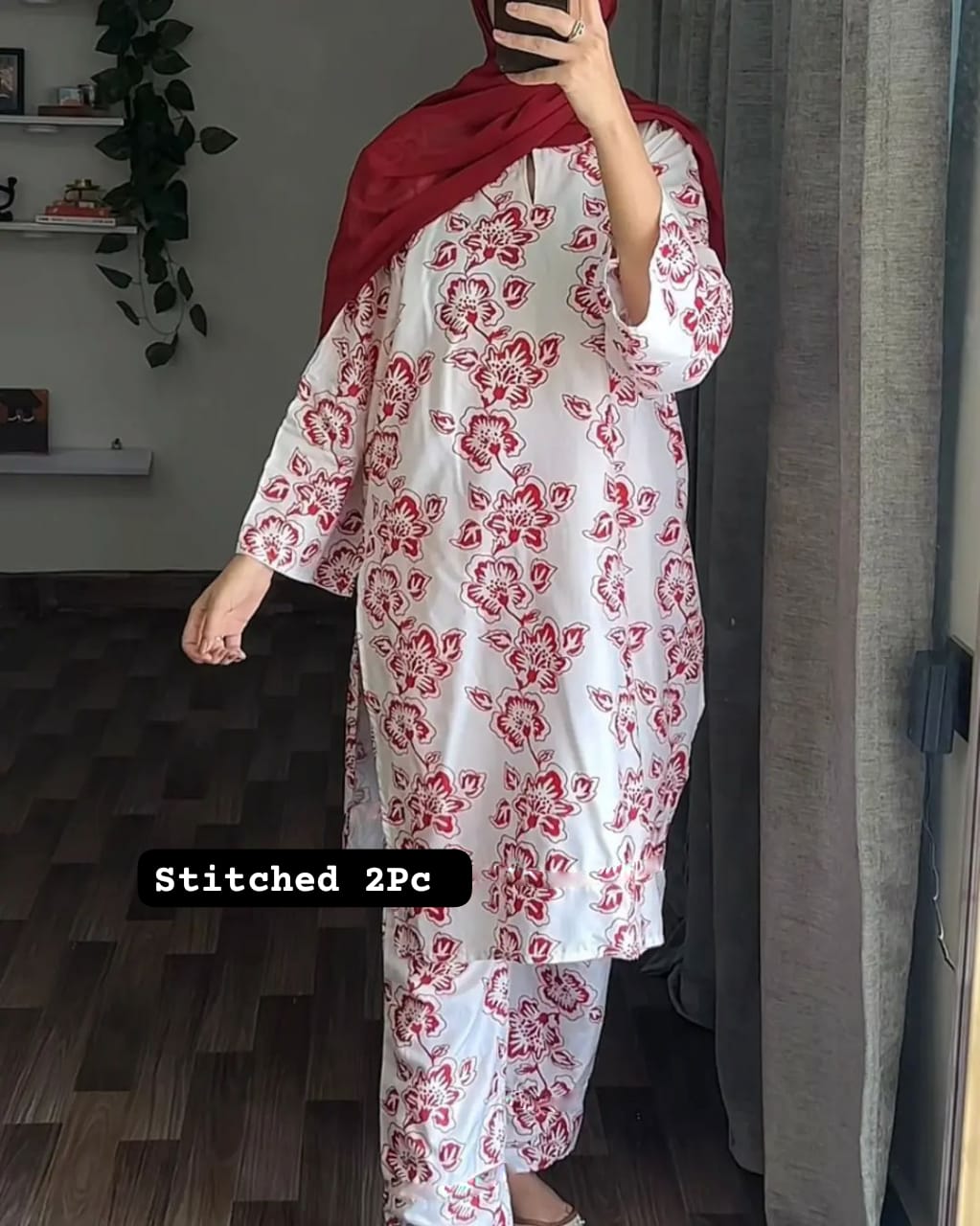 Rangoon Flower Pattern Stitched 2Pcs